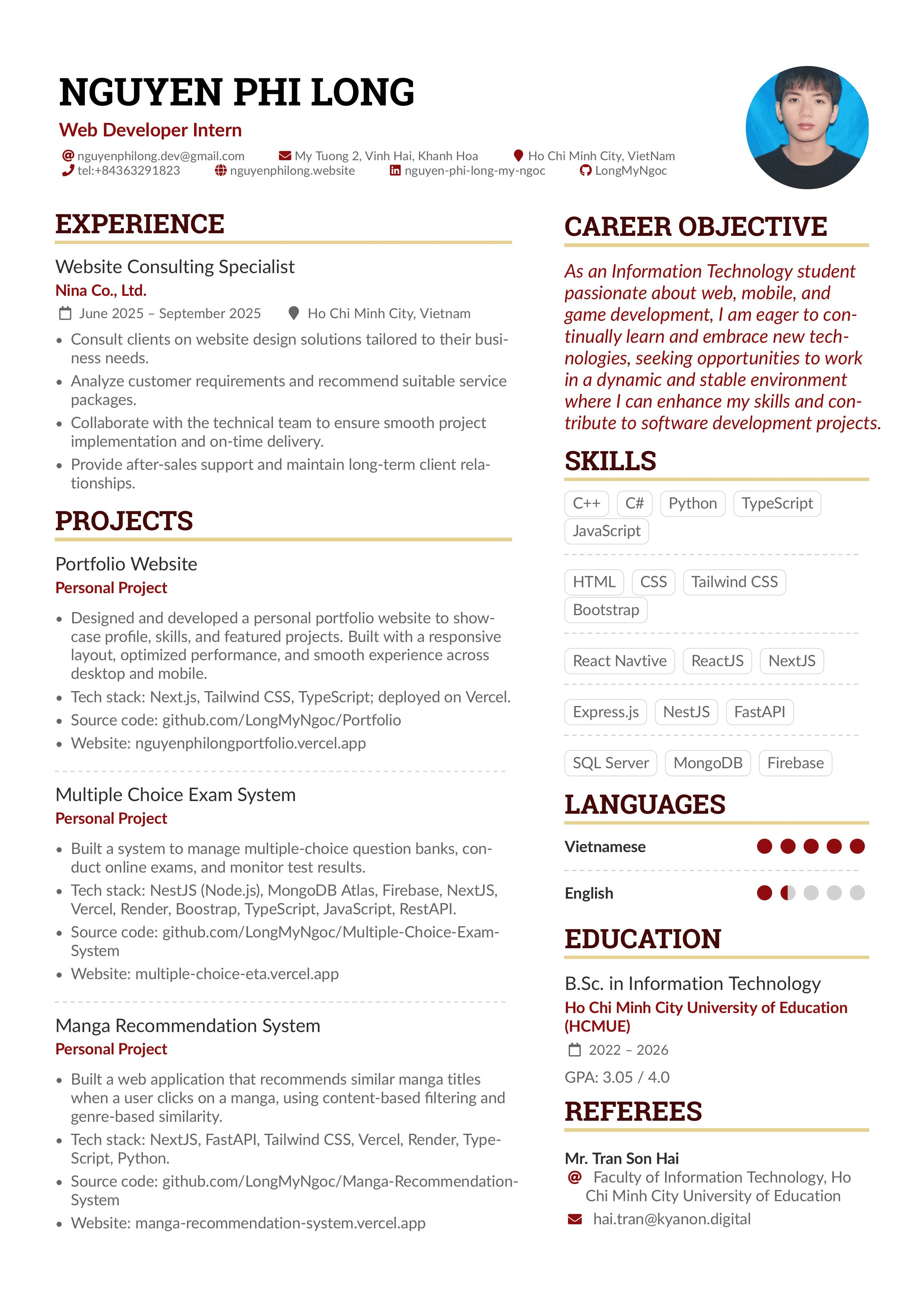 Nguyen Phi Long CV